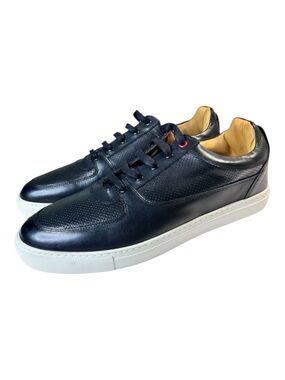 Viktor Men's Leather Sneakers 12 Black Comfort Footbed Handcrafted in Portugal